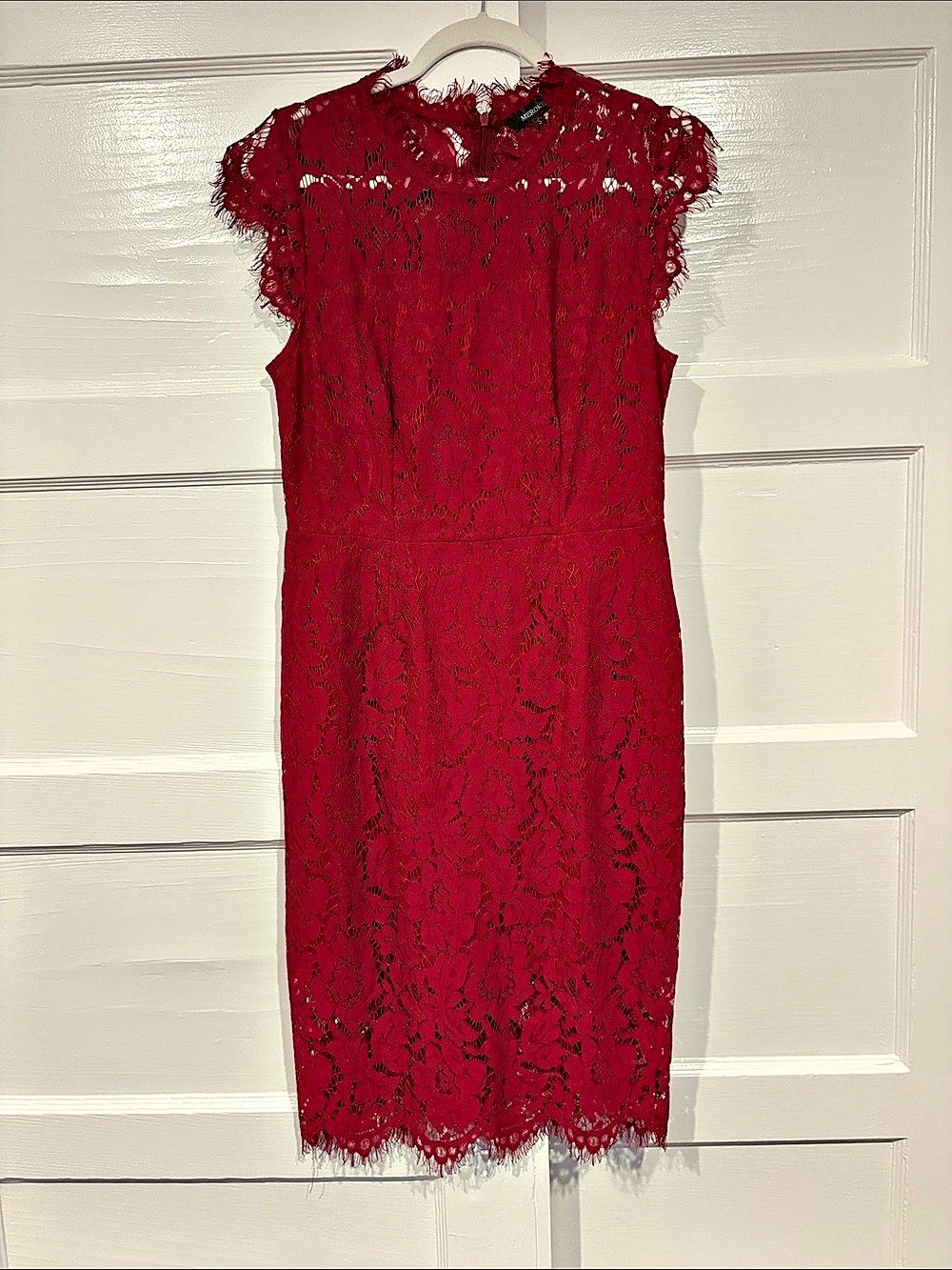 NeroKeery Lace Midi Dress Red Size Small